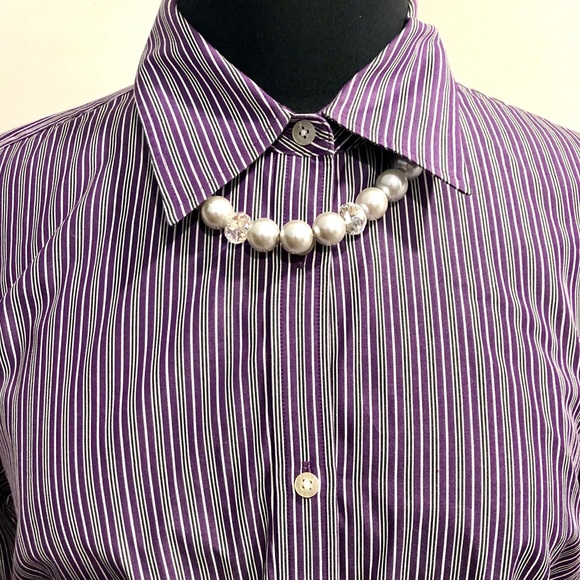 Ralph Lauren Crisp Cotton Striped Button Down Top! - Picture 2 of 9